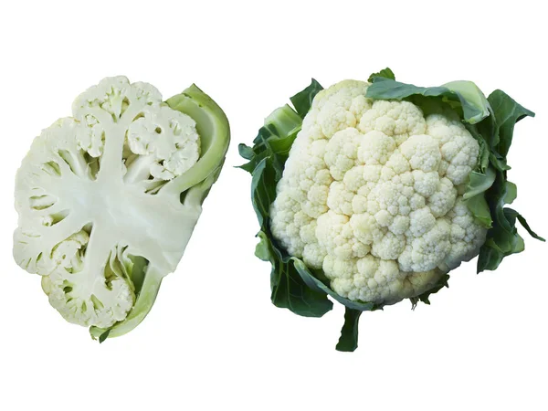 Green cut cabbage cauliflower isolated on white background — Stock Photo, Image