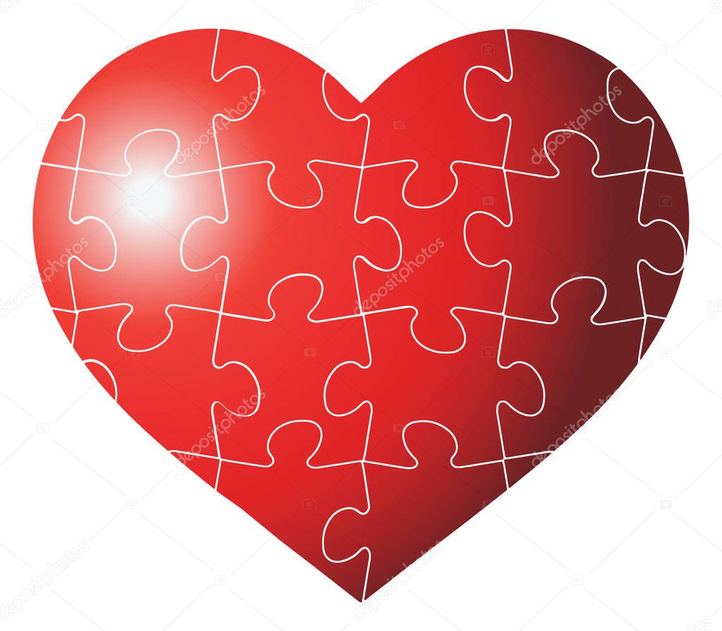 colorful heart shaped puzzle vector graphic template