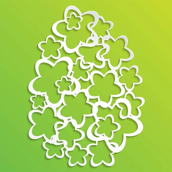Påskägg isolerad på vit bakgrund. Illustration av en dekorerade påskägg med grön bakgrund. skära papper påskägg — Stock vektor