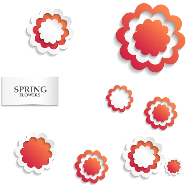 Red and white floral paper background. Spring background with beautiful colorful flower. Vector illustration template.banners.Wallpaper. — Stock Vector