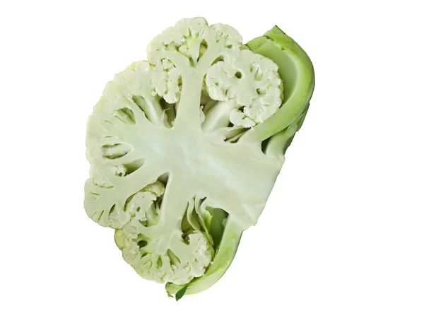 Couve-flor de couve de corte verde isolada sobre fundo branco — Fotografia de Stock