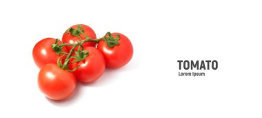 Domates beyaz arka planda izole edilmiş. Bir avuç taze domates.