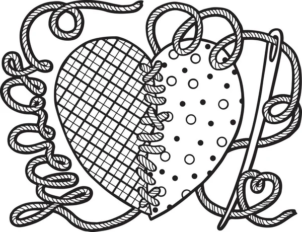 Coloriage pag pour adulte. Ensemble de cœurs brisés pour l'emballage cadeau, félicitations, invitations de mariage et Saint-Valentin . — Image vectorielle