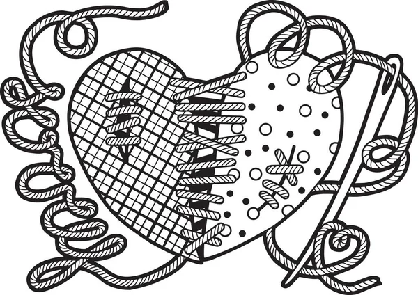 Pag kolorowanka dla dorosłych. Złamane serca do owijania, gratulacje, zaproszenia ślubne i walentynki prezent. — Wektor stockowy