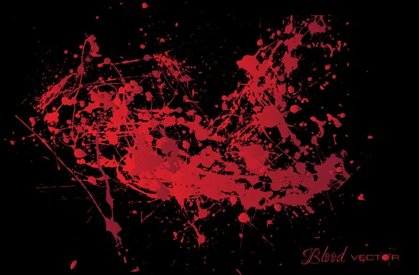 Astratto Schizzo di sangue isolato su sfondo nero, vector des — Vettoriale Stock