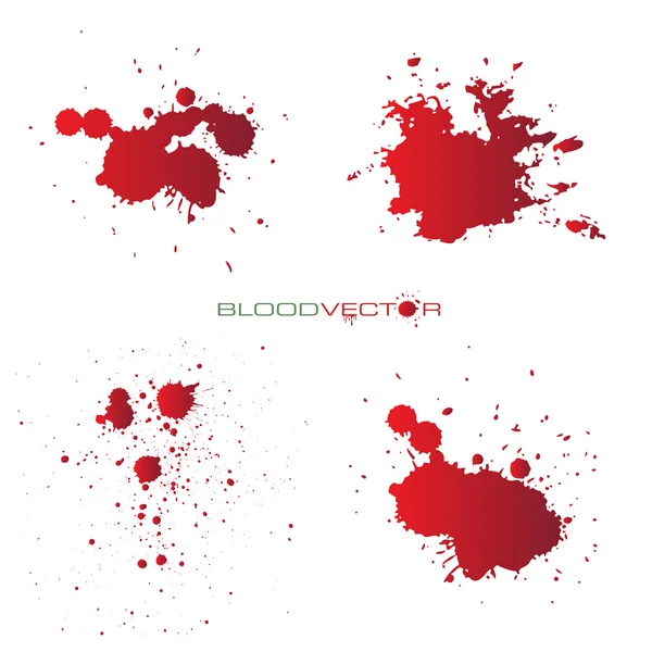 Schizzi di sangue isolati su sfondo bianco, disegno vettoriale — Vettoriale Stock