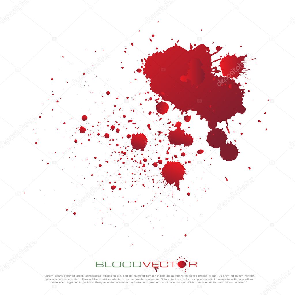Blood splatter isolated on white background, vector design 