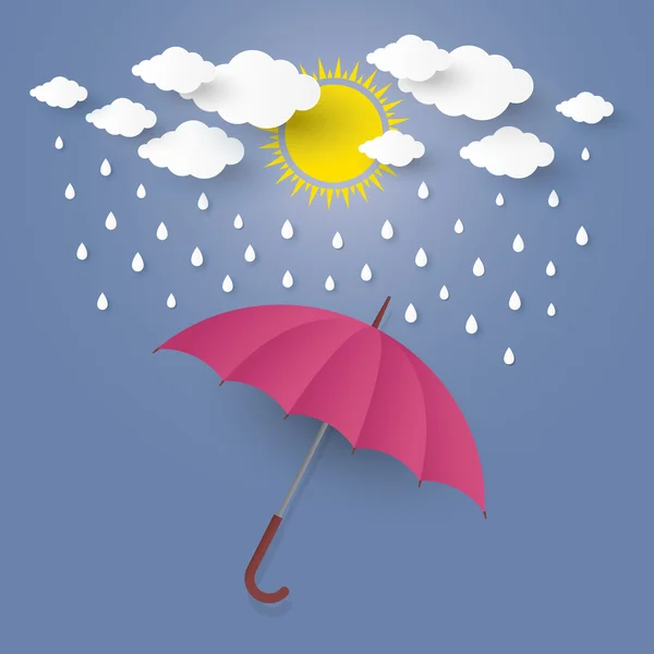 Концепция сезона дождей. зонтик в воздухе с С — стоковый вектор