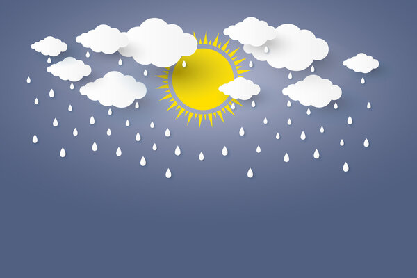 Сезон Райни - это Paper art Style.vector Illusat.
