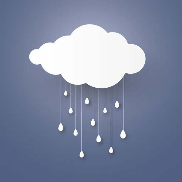 Moln i den blå himlen med regn papper konst stlye. vektor illustration — Stock vektor