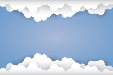 Işıklı mavi zemin üzerine kağıt sanat Style.vector Illustrat bulut