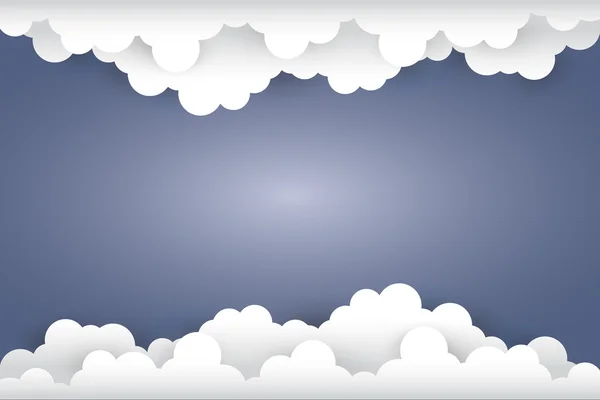 Nube su sfondo blu scuro Carta arte Style.vector Illustrat — Vettoriale Stock