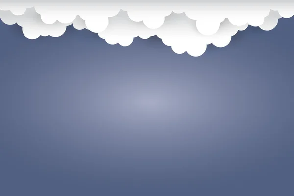 Nube su sfondo blu scuro Carta arte Style.vector Illustrat — Vettoriale Stock