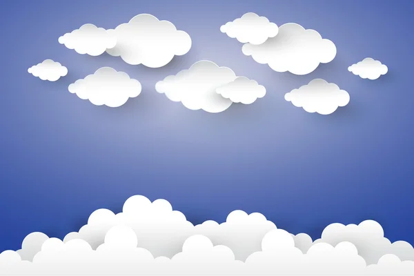 Nube in cielo blu Carta arte Style.vector Illusatration — Vettoriale Stock