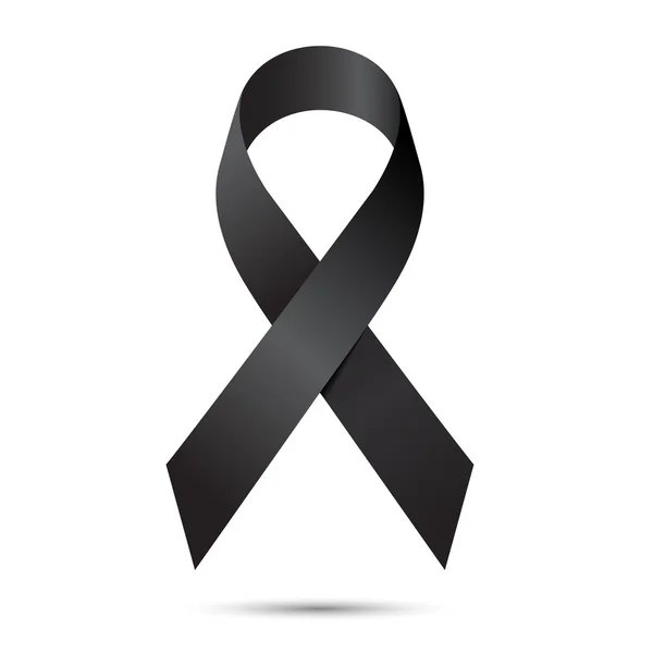 Schwarzes Awareness Ribbon isoliert auf weißem Hintergrund, Vektor illus — Stockvektor