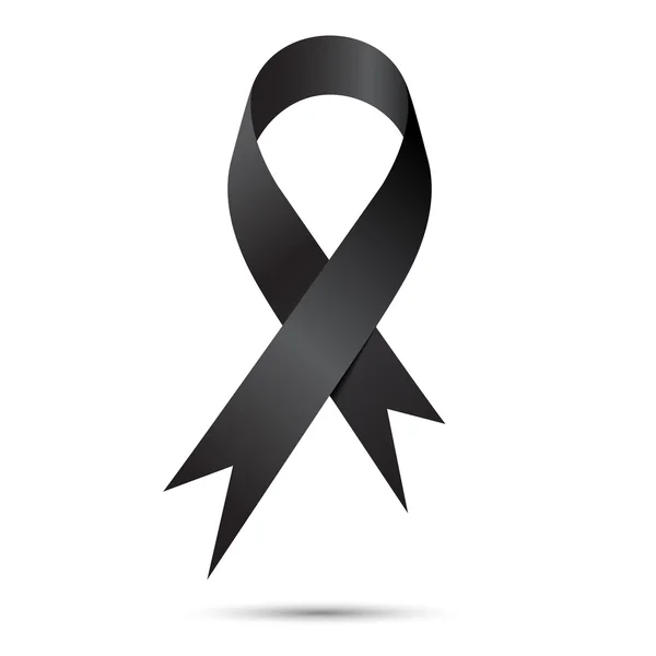 Black awareness ribbon isolate on white background, Vector illus — Stock Vector