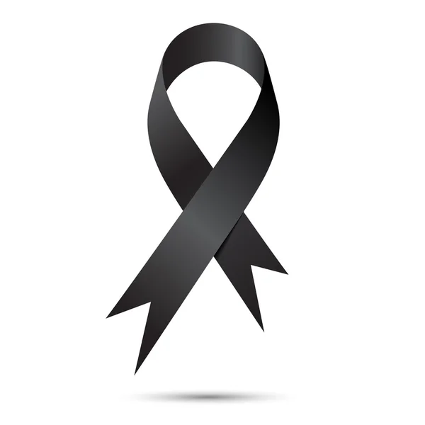 Schwarzes Awareness Ribbon isoliert auf weißem Hintergrund, Vektor illus — Stockvektor