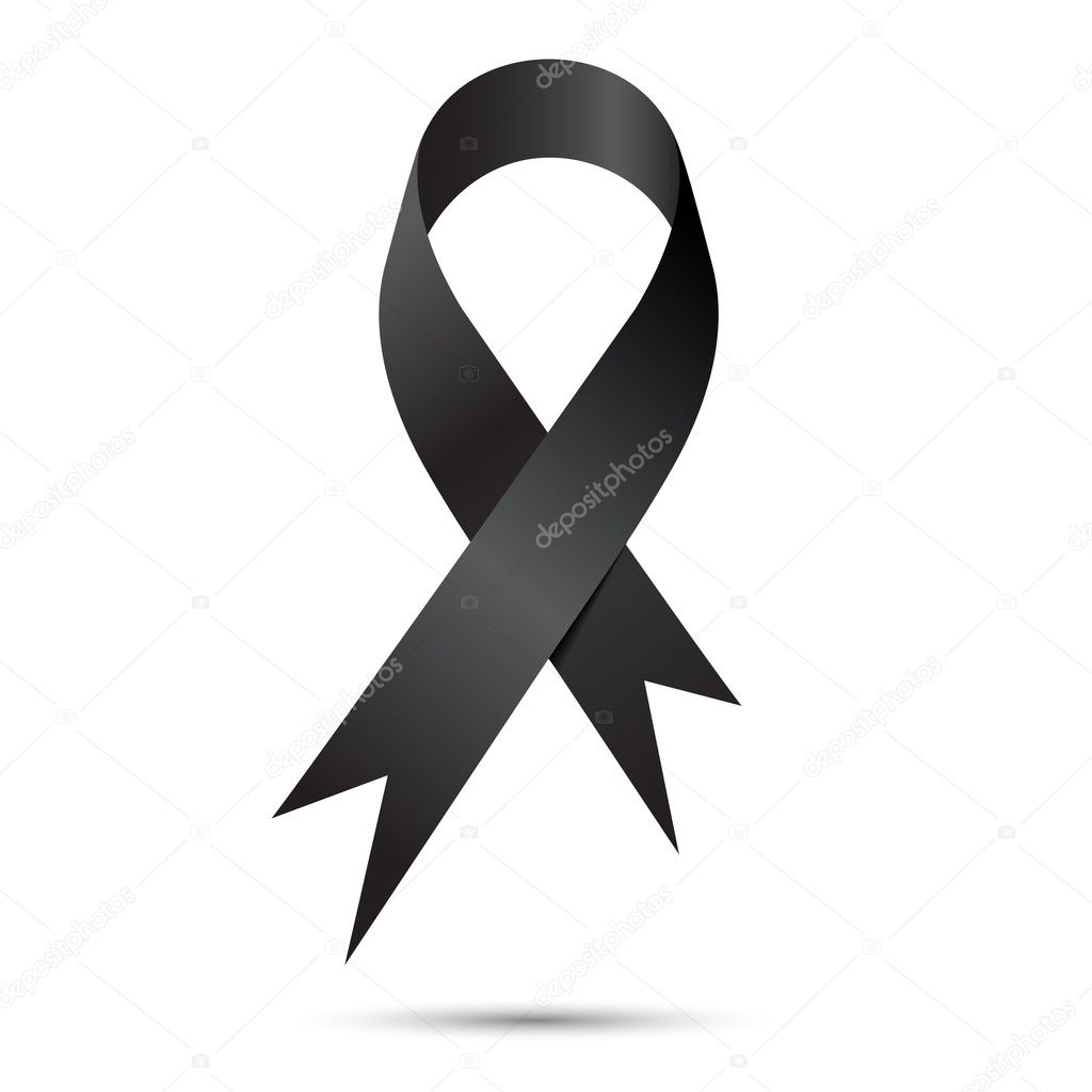 Black awareness ribbon isolate on white background, Vector illus