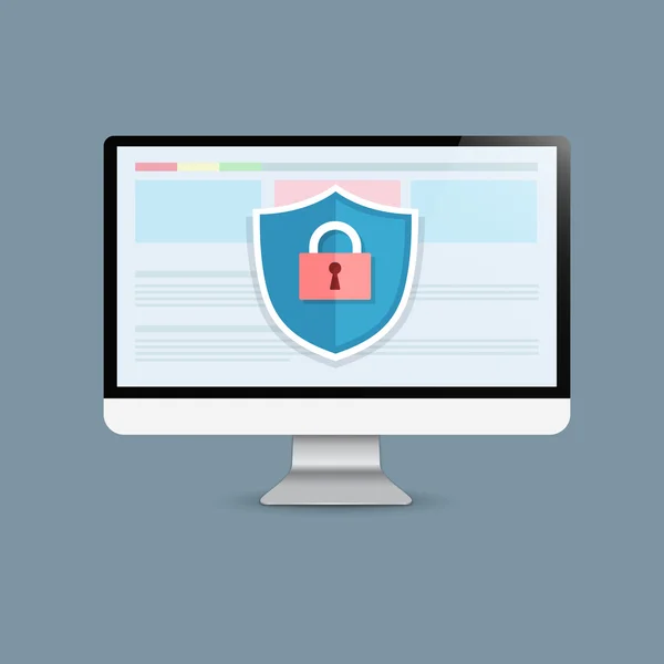 Concepto es la seguridad de datos Access .Shield en Computer Desktop pro — Vector de stock