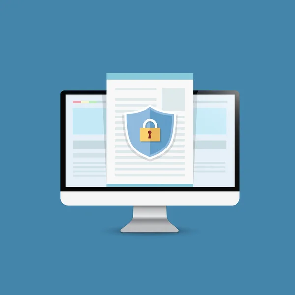 Concept est la sécurité des données Access .Shield sur Computer Desktop pro — Image vectorielle