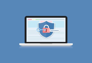 Veri güvenliği bir kavramdır. Kalkan bilgisayar laptop korumak sens