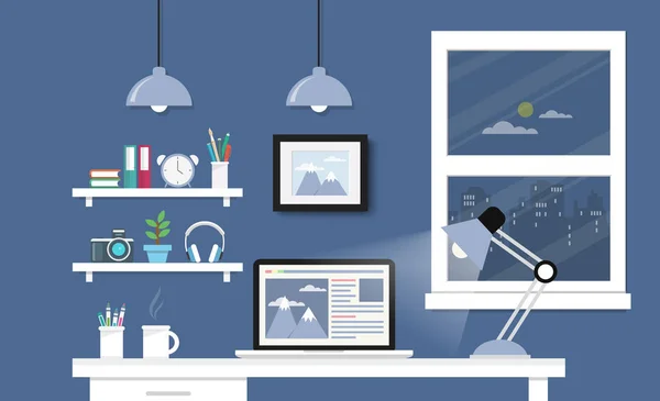 Resepsiyon bilgisayar kümesi, belgeler ve ileti örneği ile. İş yeri için 