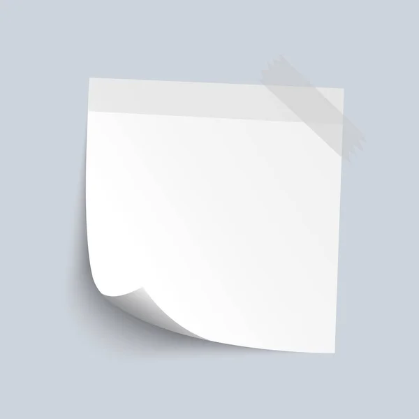 Lege witte kleverige nota isoleren op een grijze achtergrond, vector illus — Stockvector