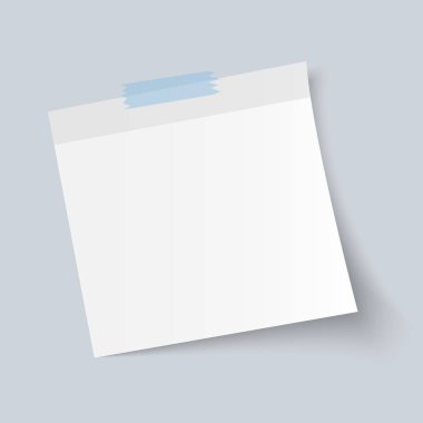 Boş beyaz yapışkan not izole gri arka plan üzerinde vektör illus