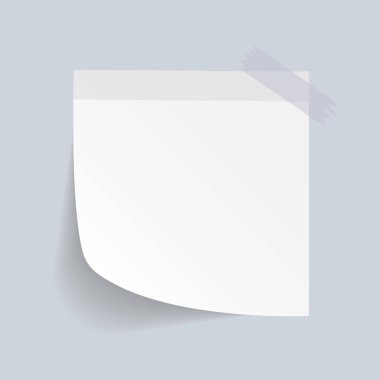Boş beyaz yapışkan not izole gri arka plan üzerinde vektör illus