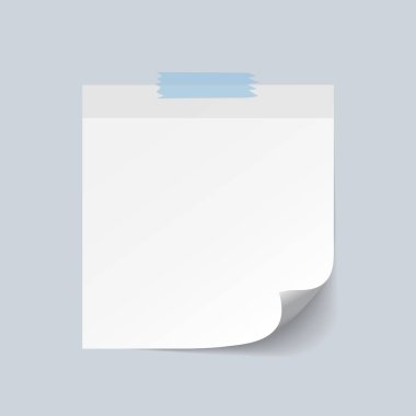 Boş beyaz yapışkan not izole gri arka plan üzerinde vektör illus