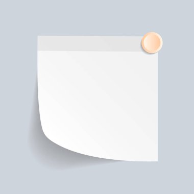 Boş beyaz yapışkan not izole gri arka plan üzerinde vektör illus