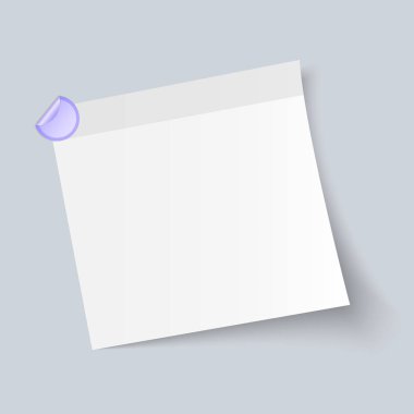 Boş beyaz yapışkan not izole gri arka plan üzerinde vektör illus