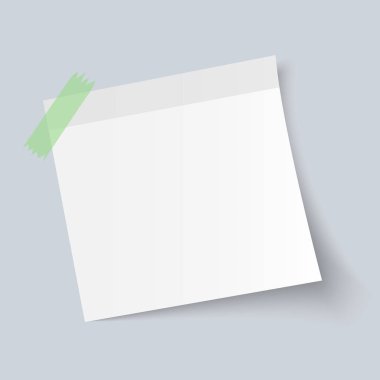 Boş beyaz yapışkan not izole gri arka plan üzerinde vektör illus