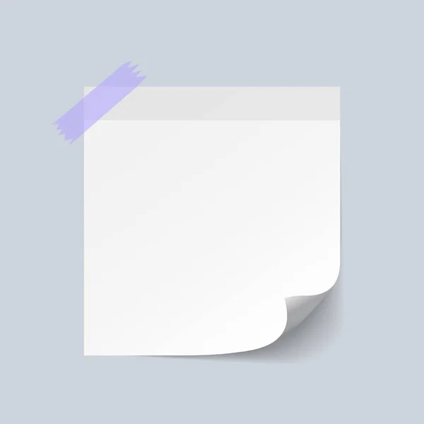 Boş beyaz yapışkan not izole gri arka plan üzerinde vektör illus — Stok Vektör