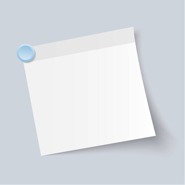 Blank White Sticky Note isolate on gray background, vector illus