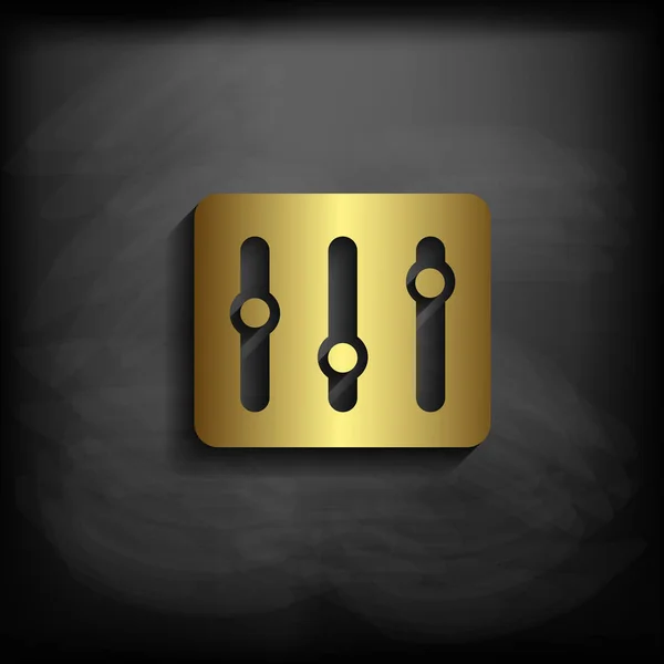 Equalizer jel ikon arany színű, hosszú árnyék, vektorgrafikus Eps10 beteg — Stock Vector