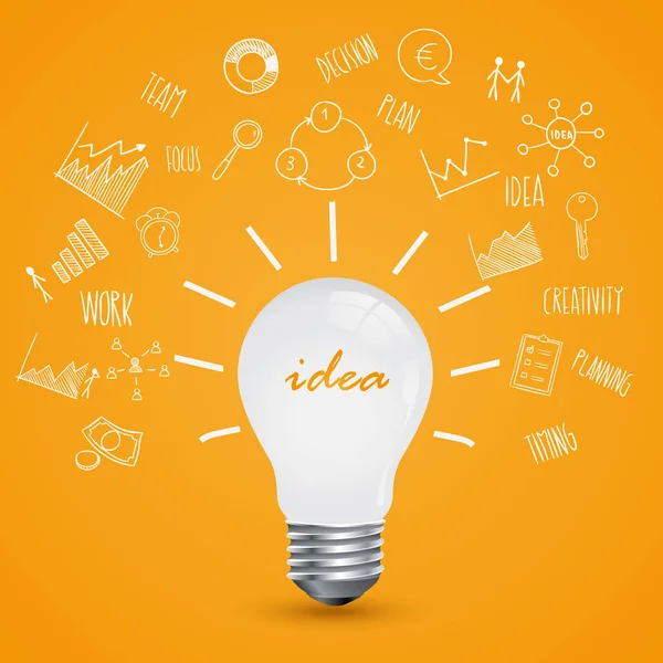 Idea de bombilla. concepto de grandes ideas inspiración innovación. 5. — Vector de stock