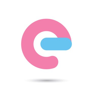 e yazı tipi vektör beyaz arka planda, giyemiyordu mavi ve pembe renkle