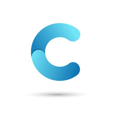 Harfi c beyaz zemin üzerine mavi renk ile