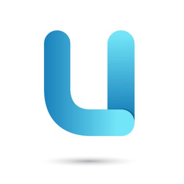 Beyaz zemin üzerine mavi renk ile harf u