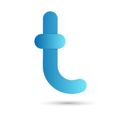 Beyaz zemin üzerine mavi renk ile mektup t