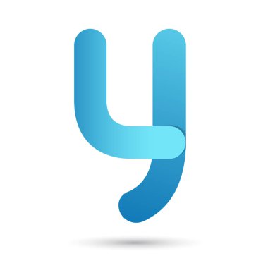 Beyaz zemin üzerine mavi renk ile harf y