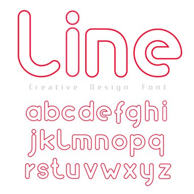 yazı tipi kümesi vektör ile beyaz zemin üzerine kırmızı renk anahat 