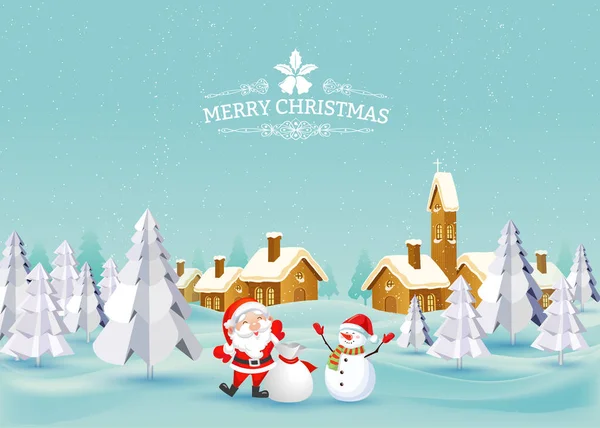 Merry Christmas Landscape. Vector EPS10 illustration — Stock Vector