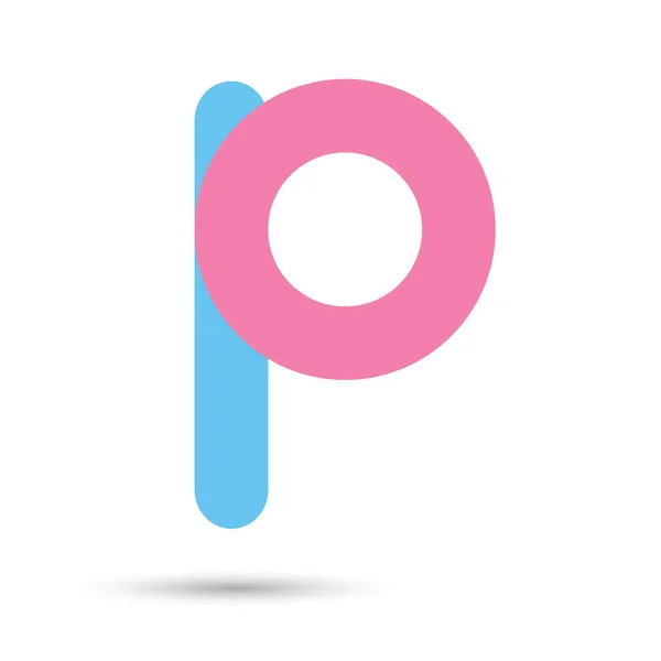 白い背景に、普通に青とピンク色の p フォント ベクトル — ストックベクタ