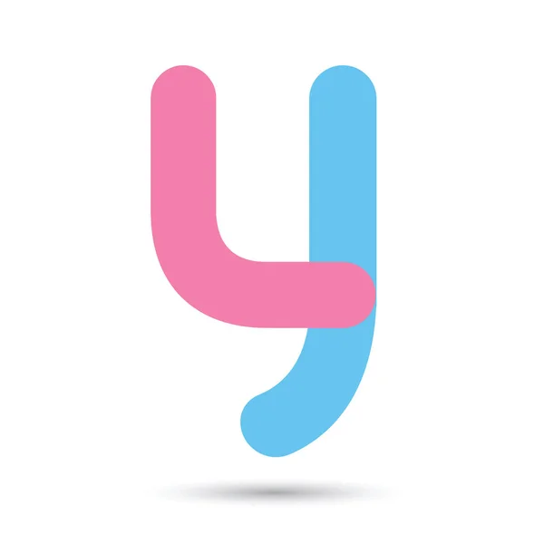 Y Schriftvektor mit blauer und rosa Farbe auf weißem Hintergrund, futu — Stockvektor