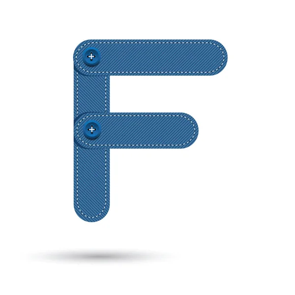 F шрифт вектор с голубыми джинсами на белом фоне, футуристический fo — стоковый вектор