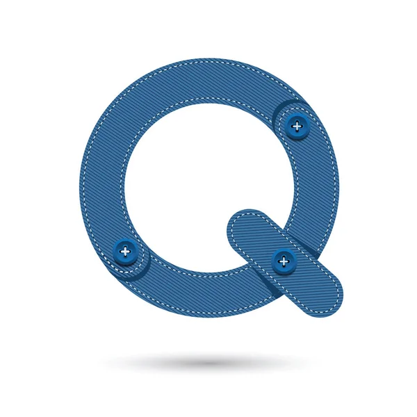 Q font vector with blue Jeans on White background, Futuristic fo — Stock Vector