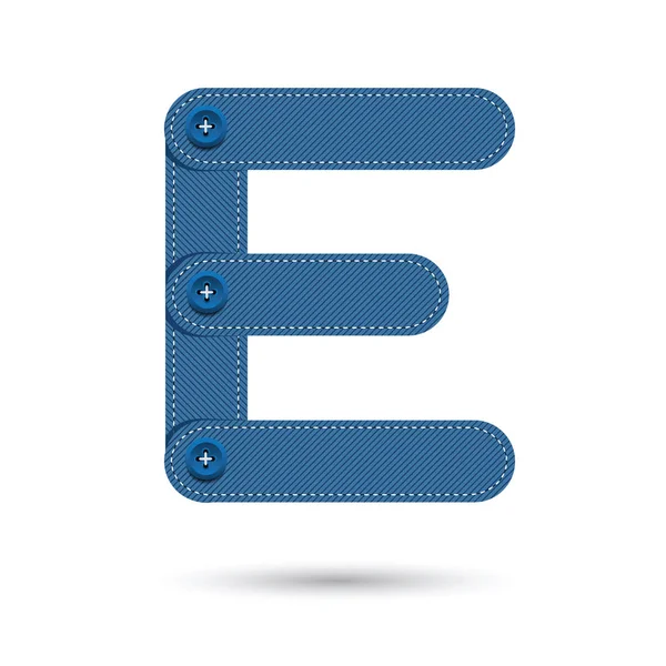 E font vector with blue Jeans on White background, Futuristic fo — Stock Vector