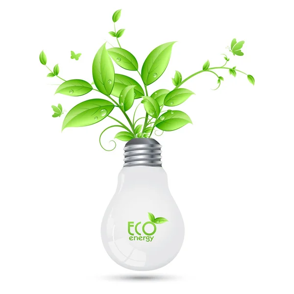 Eco Energy Design Con Albero Che Cresce Bulbs Vector Ilusstration — Vettoriale Stock